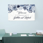 Banderoles Indigo Blue Floral Engagement Party Welcome Banner (Salon professionnel)