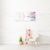 Banderoles Indigo violet, vigne rose mariage accueil (En situation)