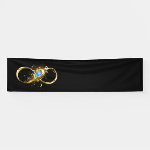 Banderoles Infinité avec plume de paon doré