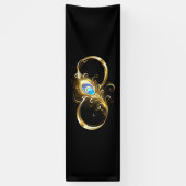 Banderoles Infinité avec plume de paon doré (Vertical)