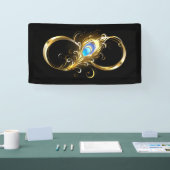 Banderoles Infinité avec plume de paon doré (Salon professionnel)