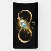 Banderoles Infinité avec plume de paon doré (Verticale)