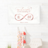 Banderoles Infinity rose or romantique monogramme calligraphi (En situation)