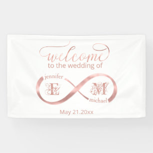 Banderoles Infinity rose or romantique monogramme calligraphi