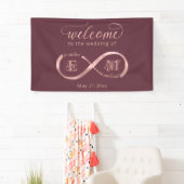 Banderoles Infinity rose or romantique monogramme calligraphi (En situation)