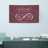 Banderoles Infinity rose or romantique monogramme calligraphi (Salon professionnel)