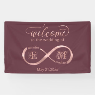 Banderoles Infinity rose or romantique monogramme calligraphi