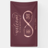 Banderoles Infinity rose or romantique monogramme calligraphi (Vertical)