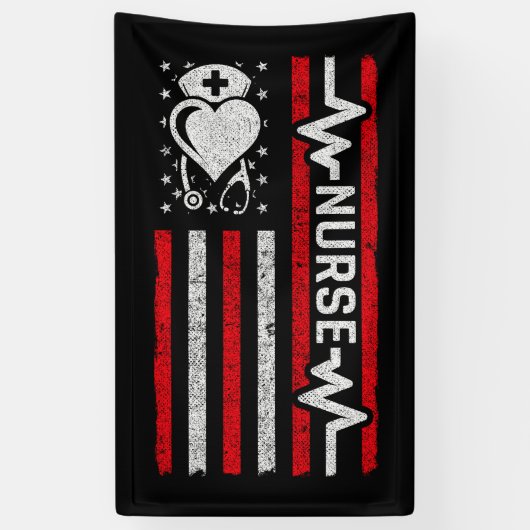 Banderoles Infirmière Appréciation Héros Coeur Vie Drapeau am (Vertical)