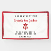 Banderoles Infirmière diplômée Caduceus Bordure satinée rouge (Horizontal)