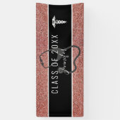 Banderoles Infirmière diplômée Caduceus Rose Parties scintill (Vertical)