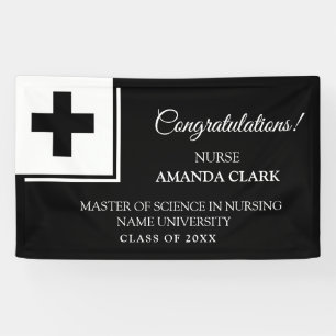 Banderoles Infirmière moderne Croix blanche et noire Diplôme
