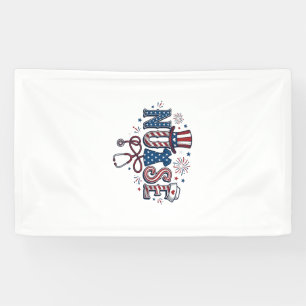 Banderoles Infirmière Patriotique Gravure Vintage Design Vect