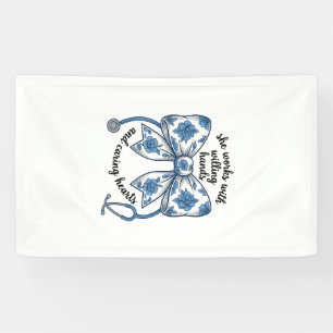 Banderoles Infirmière Stethoscope à Noeud Papillon Floral Gra