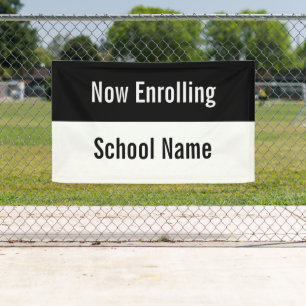 Banderoles Inscrivez maintenant le nom de l'école Modèle noir