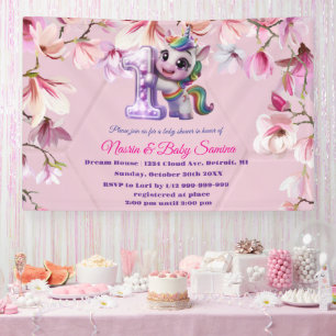Banderoles Invitation à une baby shower sur le thème de la li