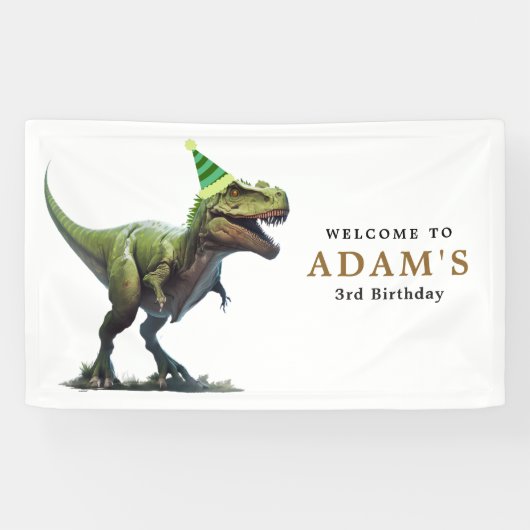 Banderoles Invitation d'anniversaire de Dinosaur, trois rex A (Horizontal)