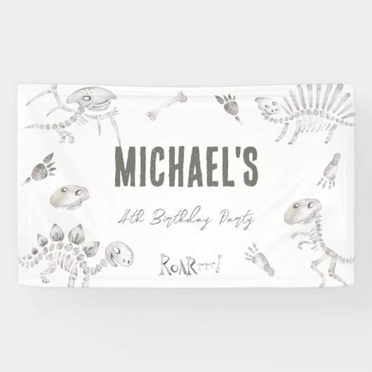 Banderoles Invitation d'anniversaire Dino Dig  (Horizontal)