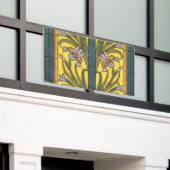 Banderoles Iris Fleur Art Nouveau Vitrail Bleu Or (Bâtiment extérieur)