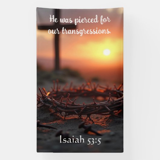 Banderoles Isaiah 53:5 Scripture Art with Crown of Thorns  (Verticale)