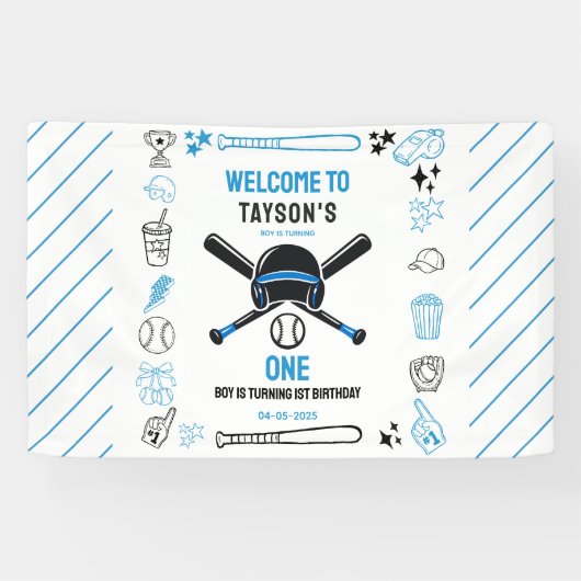 Banderoles It’s Game Time Baseball 1st Birthday – Fun Kids  (Horizontal)