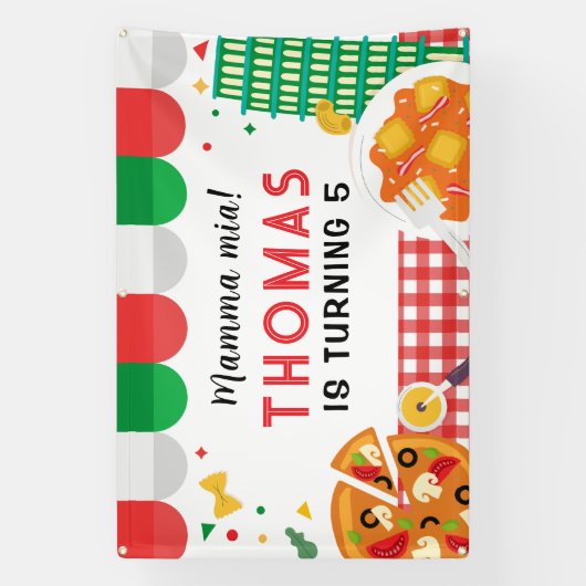Banderoles Italian Birthday Party backdrop (Verticale)