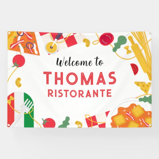 Banderoles Italian Ristorante Party Birthday backdrop (Horizontal)