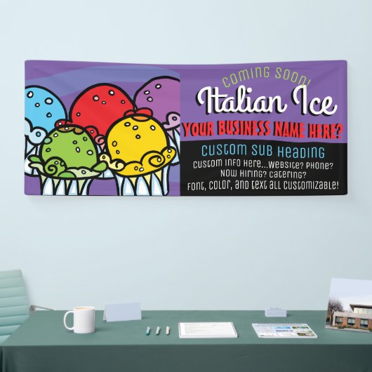 Banderoles Italien Water Ice Business/Party Personnalisable B (Salon professionnel)