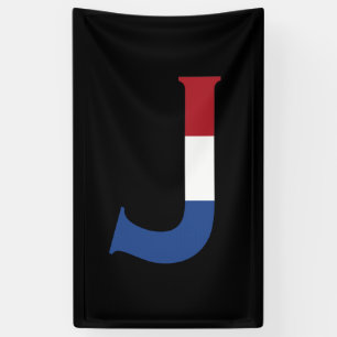 Banderoles J Monogramme superposé sur le drapeau NLD sur bk b