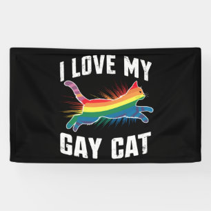 Banderoles J'Aime Mon Chat Gay Funny Rainbow Pride Lgbt