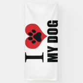 Banderoles J'aime mon chien jeter l'oreiller (Vertical)