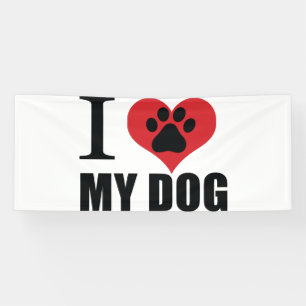 Banderoles J'aime mon chien jeter l'oreiller