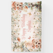 Banderoles Jardin enchanté Champignons fille 1er anniversaire (Vertical)