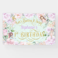 Jardin enchanté Fée, 1er anniversaire en toile de