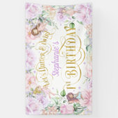 Banderoles Jardin enchanté Fée, 1er anniversaire en toile de  (Vertical)