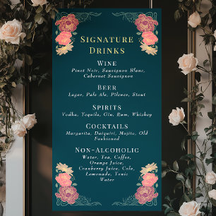Banderoles Jardin enchanté Mariage Floral Boissons Bar Menu