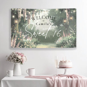 Banderoles Jardin enchanté Sweet 16 Welcome Pink ID1163