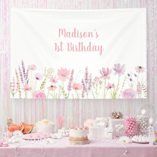 Banderoles Jardin Fleur sauvage rose Anniversaire (Fête)