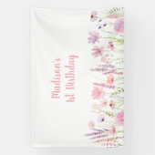 Banderoles Jardin Fleur sauvage rose Anniversaire (Verticale)