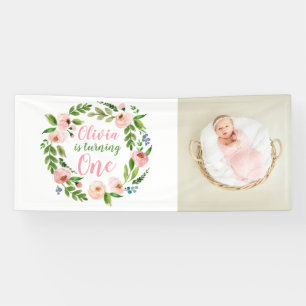 Banderoles Jardin floral 1er anniversaire fille photo