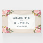 Banderoles Jardin rose Floral Mariage de printemps (Horizontal)