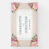 Banderoles Jardin rose Floral Mariage de printemps (Verticale)