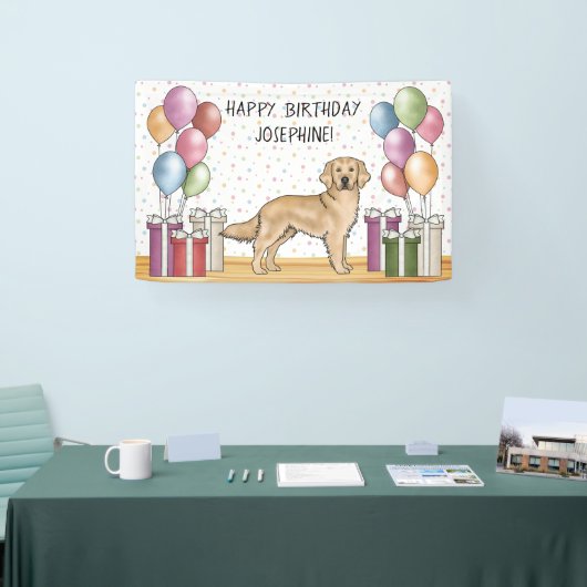 Banderoles Jaune Golden Retriever Chien coloré Anniversaire (Salon professionnel)