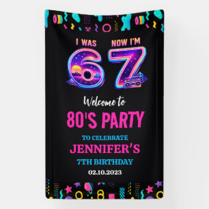 Banderoles J'avais 6 ans Maintenant j'ai 7 ans Neon Rétro 7èm