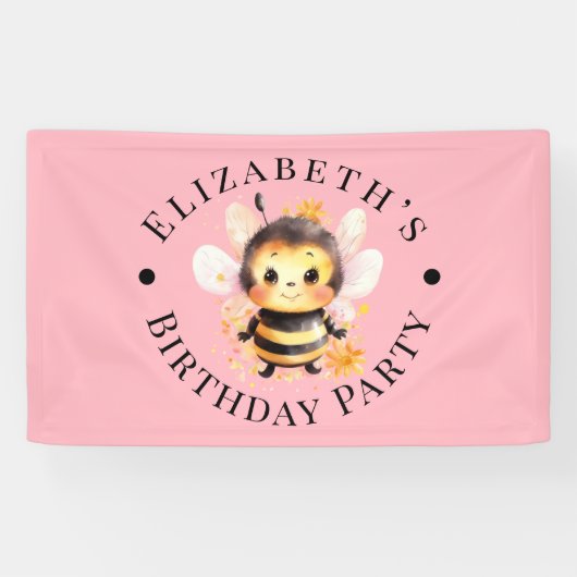 Banderoles Je Bee-Two Fille Anniversaire (Horizontal)