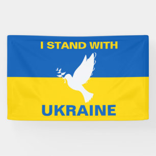Banderoles Je me tiens avec l'Ukraine Pavillon ukrainien Dove