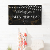 Banderoles Je Vous Souhaite Une Bonne Année Lumière Marbre Or (En situation)