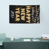 Banderoles Je Vous Souhaite Une Bonne Année Lumière Noire Or (Salon professionnel)