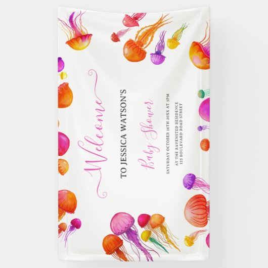 Banderoles Jelly Poisson rose Jaune Gradient Baby shower Past (Vertical)