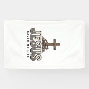 Banderoles Jésus a sauvé ma vie Gravure vintage Design chréti